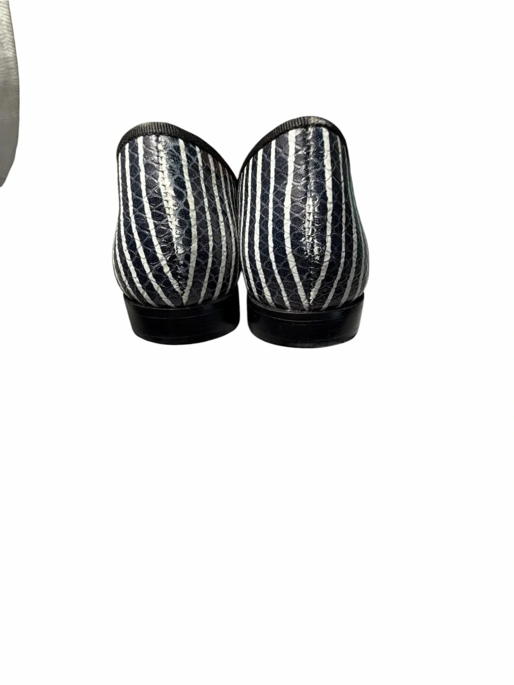 Tory Burch Evette Penny Loafers Striped Black & White Leather Loafers Sz 5.5